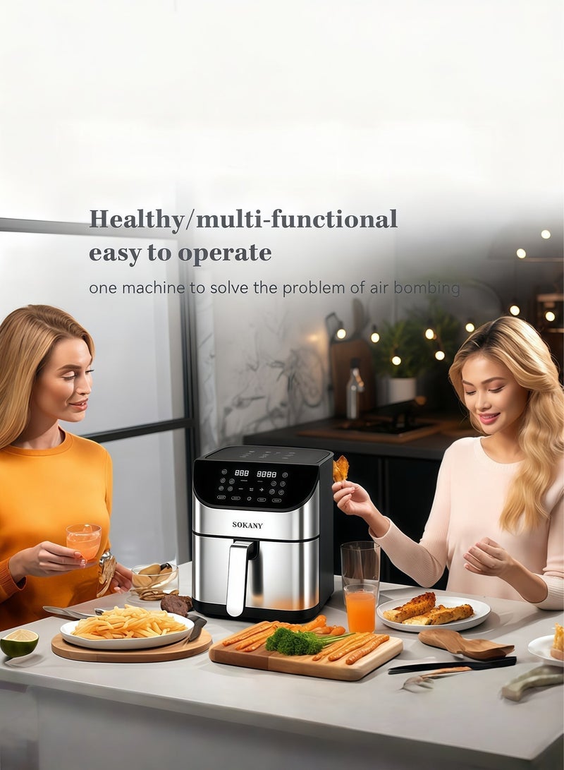 سوكاني مقلاة هوائية سعة ٧ لترات، ١٥٠٠ واط، ٧ برامج مُعدّة مسبقًا-مصنوعة بدلو غير لاصق ولوحة تحكم تعمل باللمس-القلي، الشواء، التحمير، التحميص، الخَبز، التحميص، الخضار، البطاطس المقلية، الدجاج، اللحوم، والأسماك - Image 5